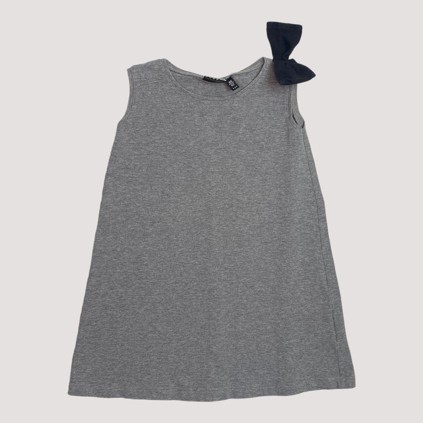sleeveless bow dress, grey/black  | 86/92cm