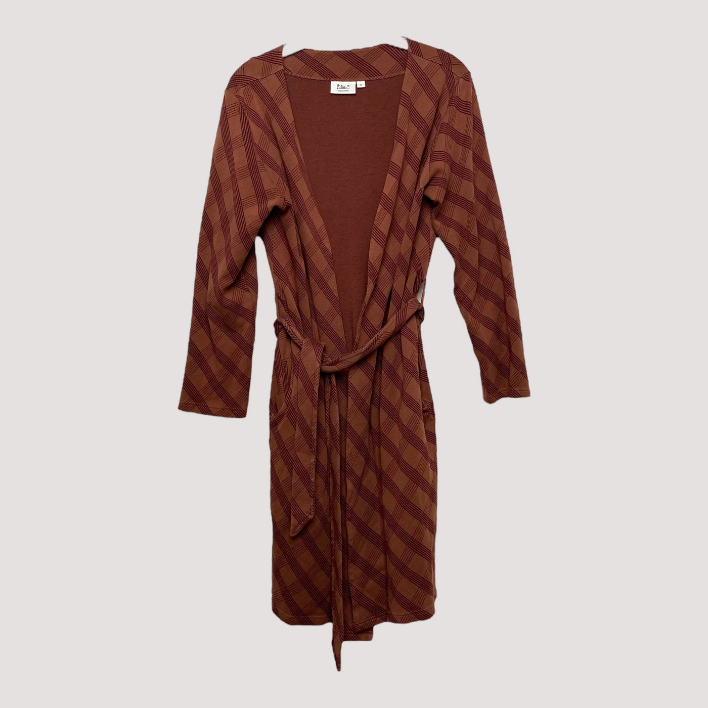 kobile knitted long jacket, check brown | woman XL