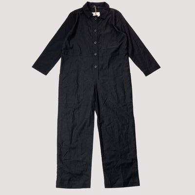 linen mix collar jumpsuit, black | 120cm