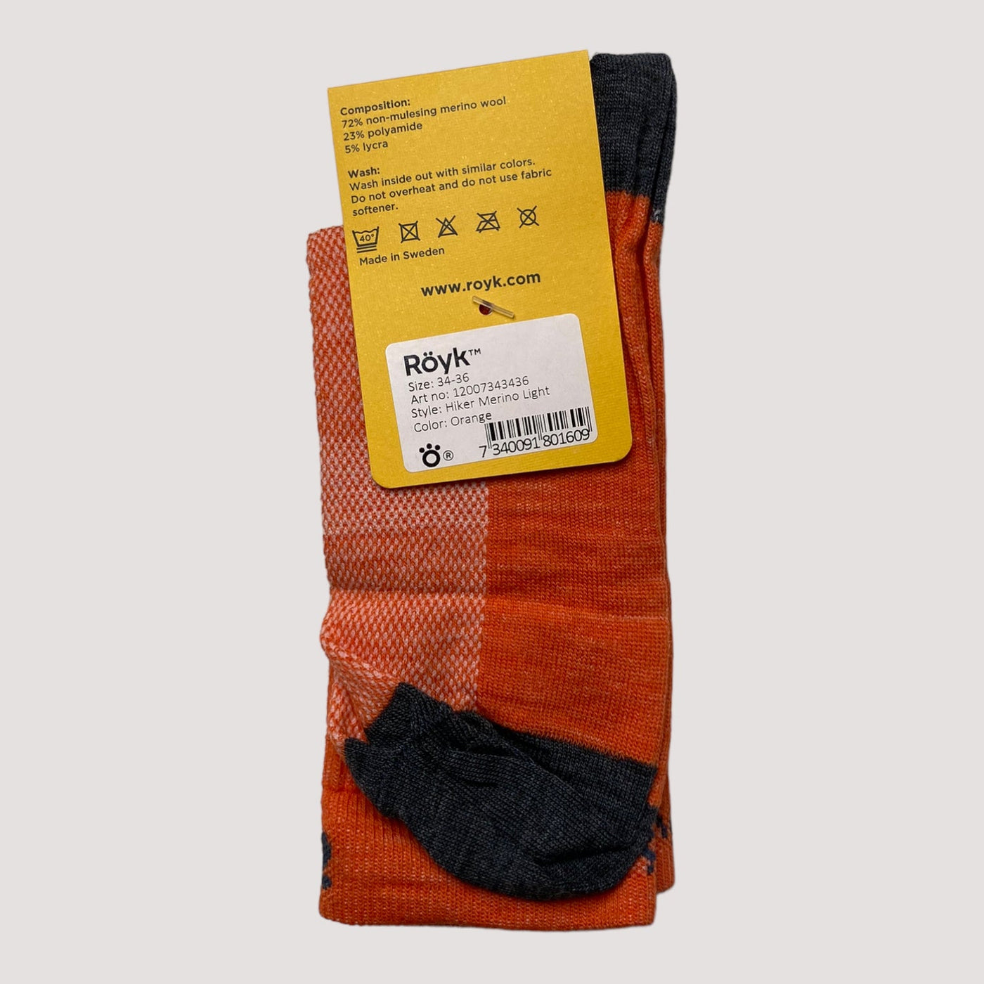 merino hiker socks, orange | 34-36