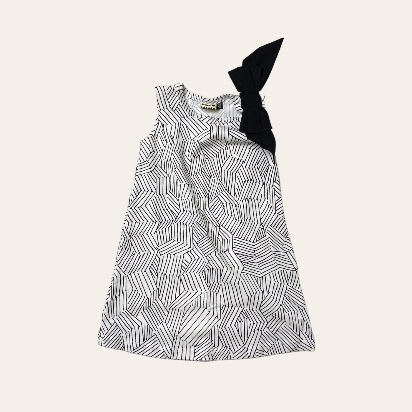 Papu bow dress, black/white | 86/92cm