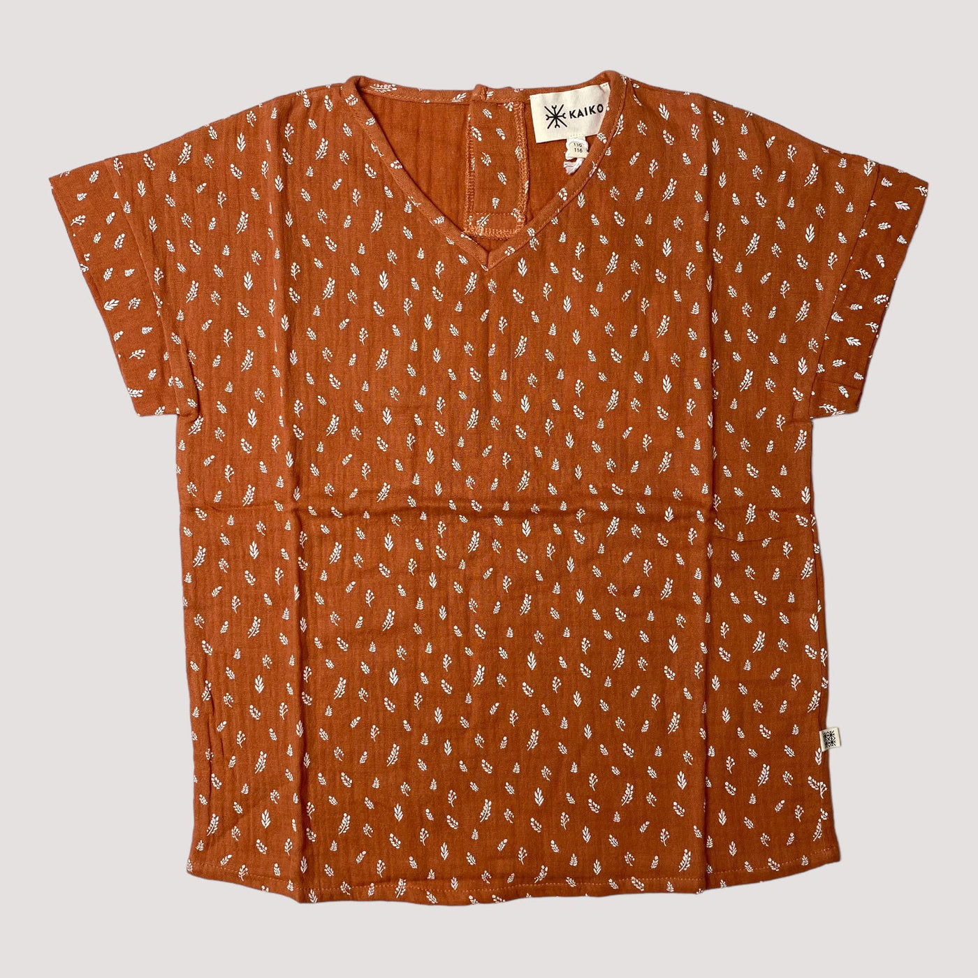 boho muslin t-shirt, vintage leaf | 110/116cm