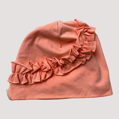 Metsola basic frill beanie, coral | 0-1y