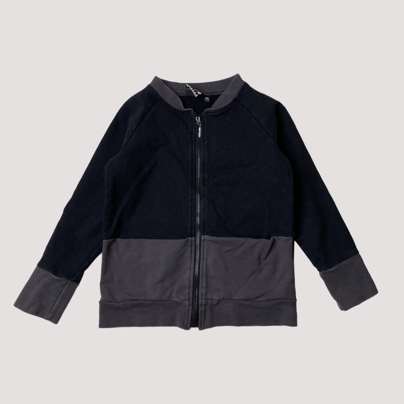 zipper sweat jacket, black/taupe grey | 98/104cm