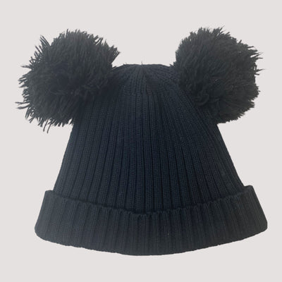 Mini Rodini pom knitted beanie, black | 48/50cm