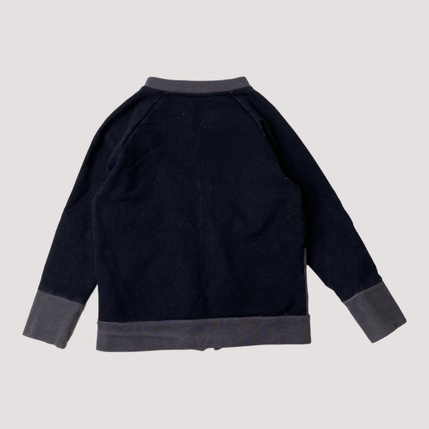 zipper sweat jacket, black/taupe grey | 98/104cm
