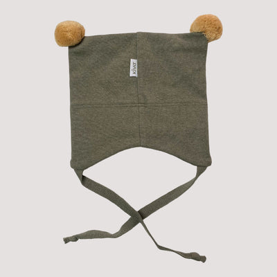 beanie with two poms, green/beige | 1Y