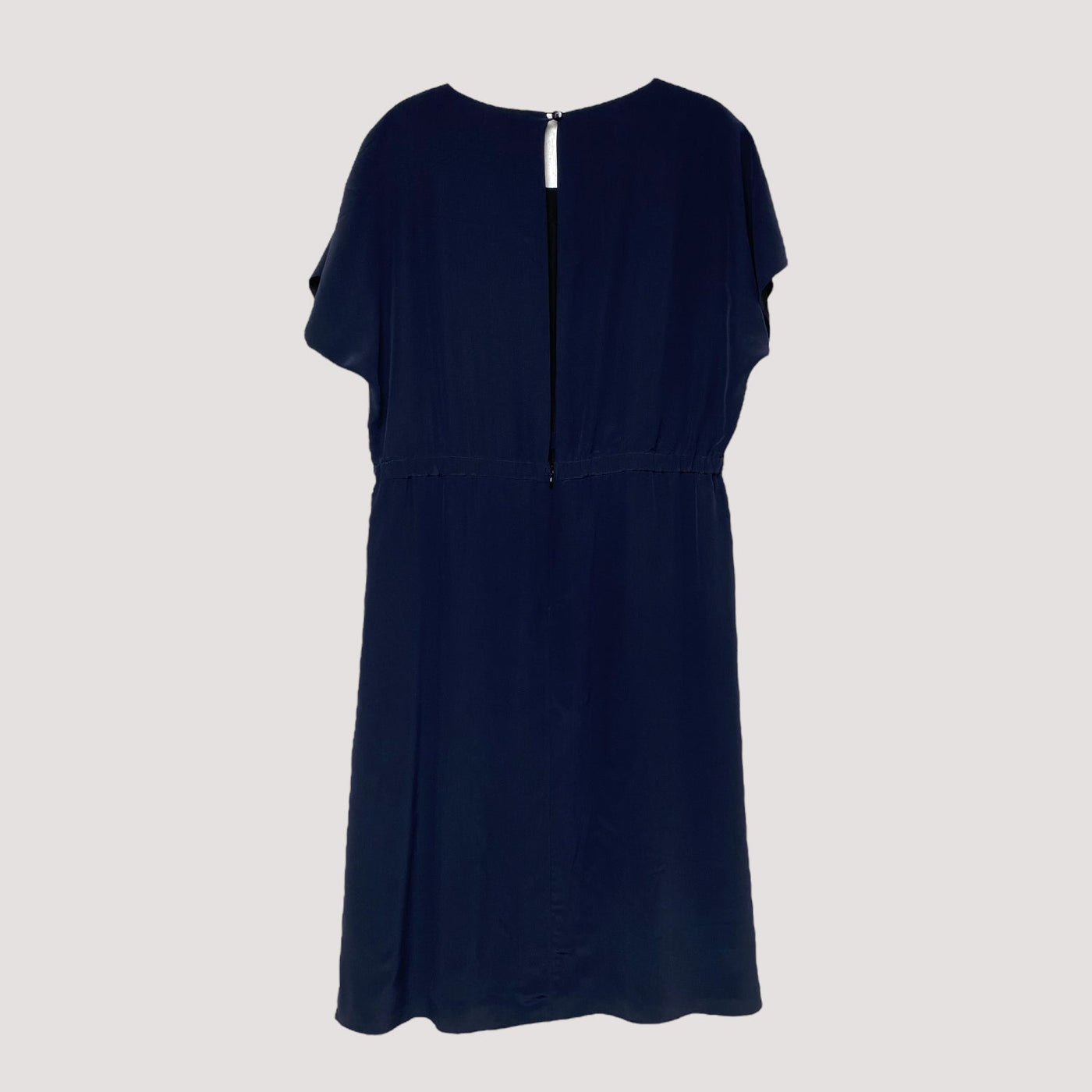 geometric silk dress, navy blue | woman L