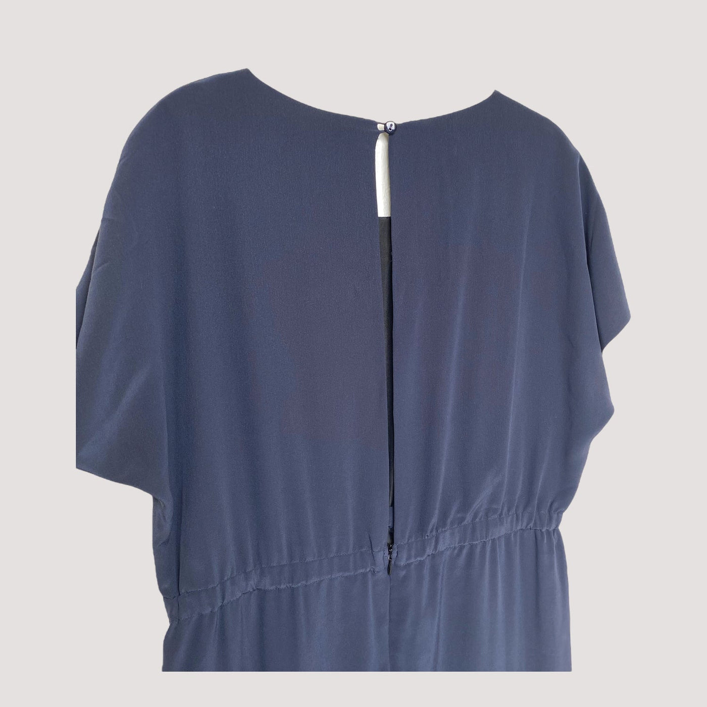 geometric silk dress, navy blue | woman L