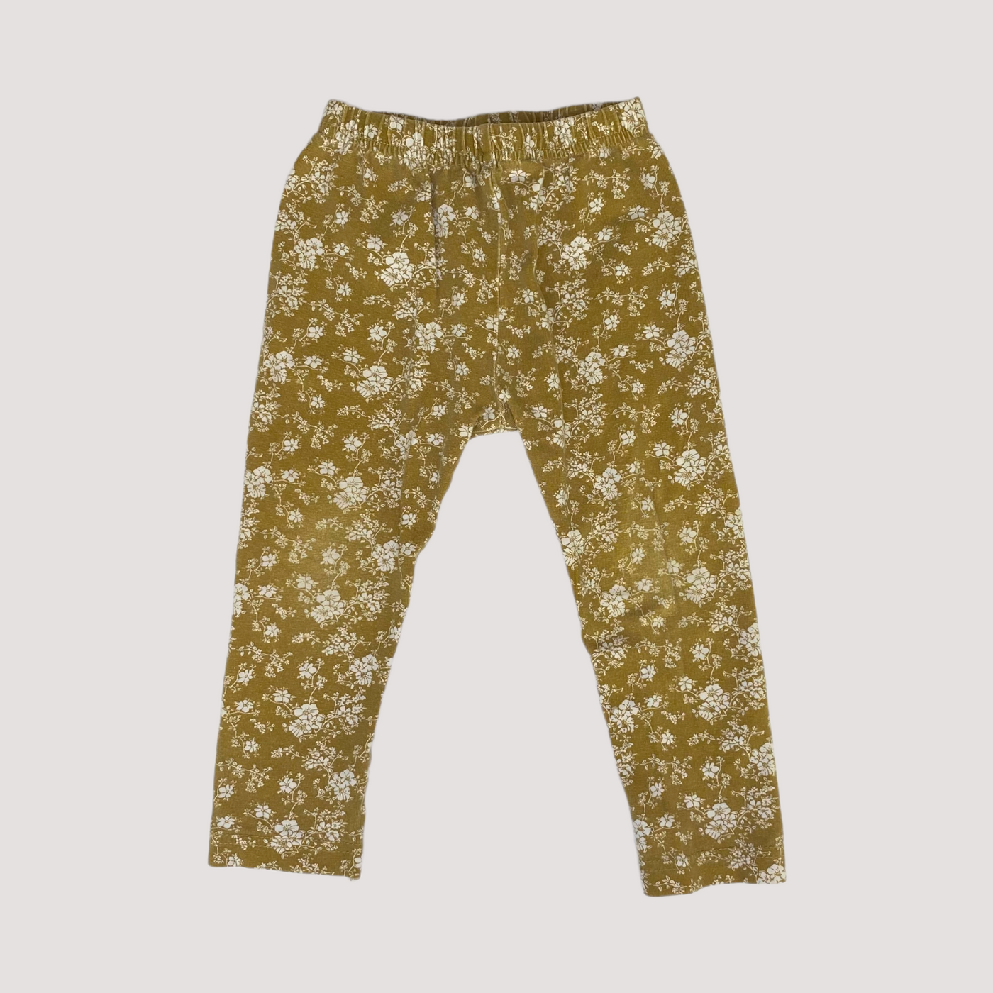 flower leggings, white/mustard | 1y
